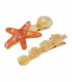 Haarspeld Duckklem Zeester Schelpen Bloemen Goud Creme Or..., Verzenden, Nieuw