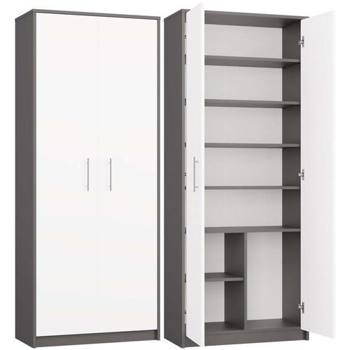 Kantoorkast-Kledingkast Antraciet Wit (Kledingkasten), Huis en Inrichting, Kasten | Kledingkasten, 25 tot 50 cm, Nieuw, Overige houtsoorten