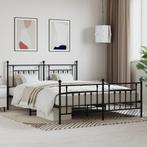 vidaXL Bedframe met voetbord zonder matras metaal zwart, Eenpersoons, Verzenden, Zwart, Nieuw