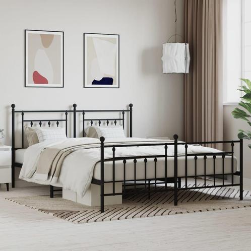 vidaXL Bedframe met voetbord zonder matras metaal zwart, Huis en Inrichting, Slaapkamer | Bedden, 80 cm, 200 cm, Zwart, Eenpersoons