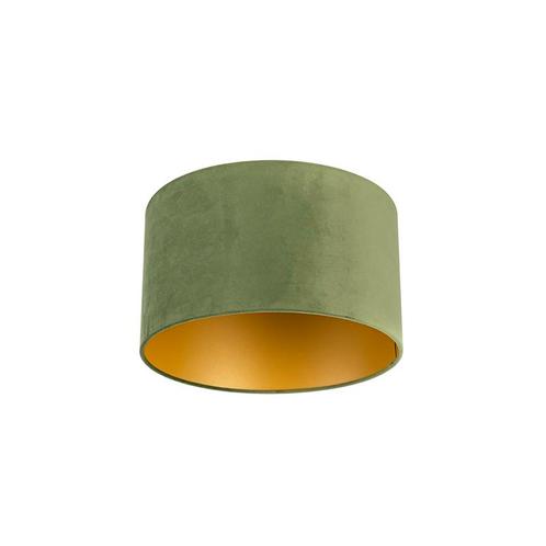 Velours lampenkap groen 35/35/20 met gouden binnenkant, Huis en Inrichting, Lampen | Lampenkappen, Minder dan 25 cm, Overige vormen