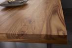 Massief houten eettafel IRON CRAFT 160cm bruin zwart, Huis en Inrichting, Ophalen of Verzenden, Nieuw