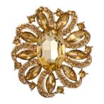 Fako Bijoux - Broche - Bloem - Ovaal - XXL - 57x65mm - Goud, Sieraden, Tassen en Uiterlijk, Broches, Verzenden, Nieuw