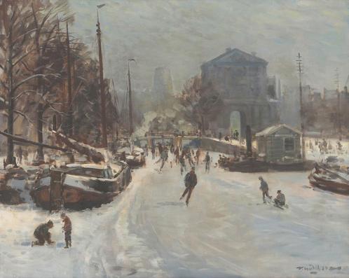 Daniel Muehlhaus (1907-1981), Winters tafereel te Rotterdam, Antiek en Kunst, Kunst | Schilderijen | Modern