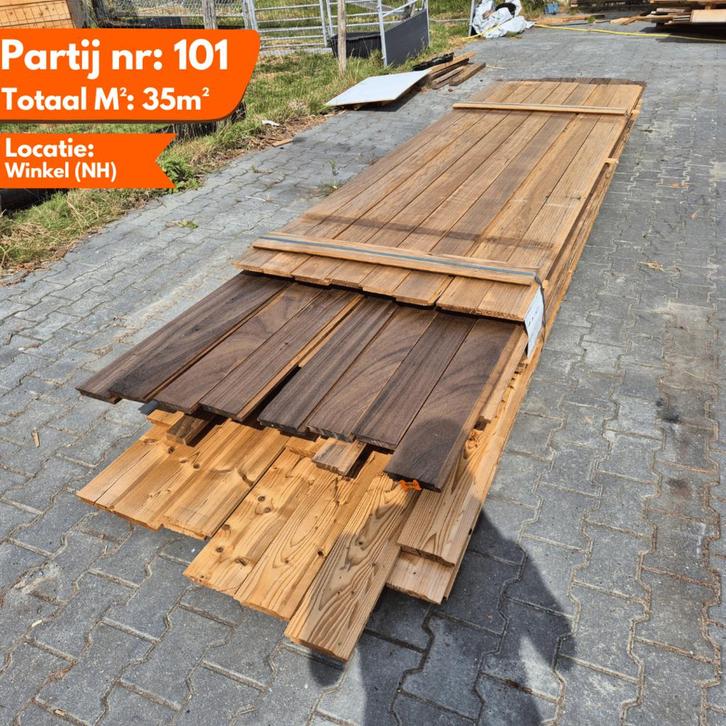 Partij Thermo mix Frake/Dabéma/Vuren 2150-5000x70-140x20mm, Doe-het-zelf en Verbouw, Platen en Panelen, Ophalen of Verzenden