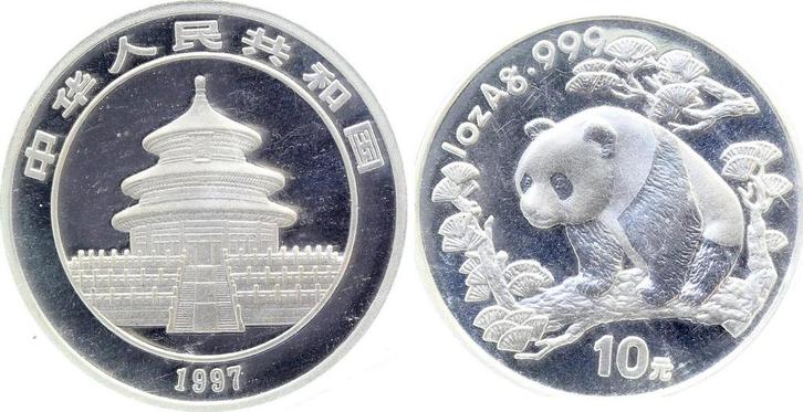 China Panda 10 Yuan1997 Proof Silver in Originalkapsel en..., Postzegels en Munten, Munten | Amerika, Verzenden
