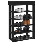 vidaXL Schoenenrek 60x30x98 cm bewerkt hout zwart, Verzenden, Nieuw
