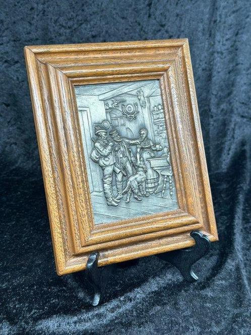 SKS Zinnrelief - Szene aus dem Bauernleben mit Hund und, Antiek en Kunst, Curiosa en Brocante