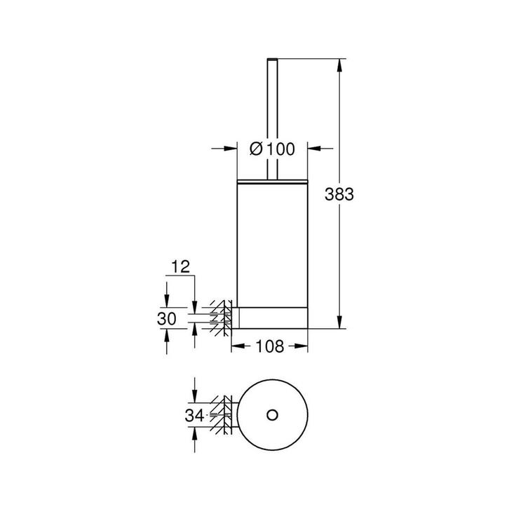 Toiletborstel Grohe Selection Glas met Wandhouder Supersteel, Doe-het-zelf en Verbouw, Sanitair, Ophalen of Verzenden
