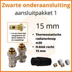 Eco 8 Zwarte thermostatisch aansluitpakket 1 t.b.v. 15 mm bu, Ophalen of Verzenden, Nieuw, Radiator, Hoog rendement (Hr)