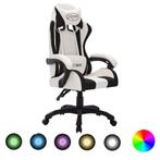 vidaXL Racestoel met RGB LED-verlichting kunstleer wit en, Verzenden, Nieuw