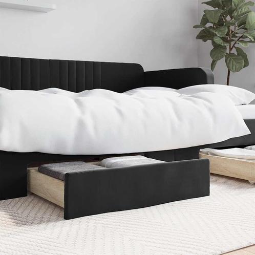 vidaXL Bedlades 2 st bewerkt hout en fluweel zwart, Huis en Inrichting, Slaapkamer | Bedden, Zwart, Nieuw, Verzenden