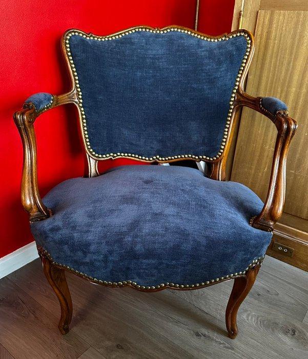 Fauteuil - Fauteuil à la Reine - Fruitige houtbewerking -, Antiek en Kunst, Antiek | Overige Antiek