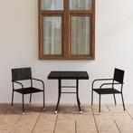 vidaXL 3-delige Tuinset poly rattan zwart, Tuin en Terras, 2 zitplaatsen, Nieuw, Tuinset, Verzenden