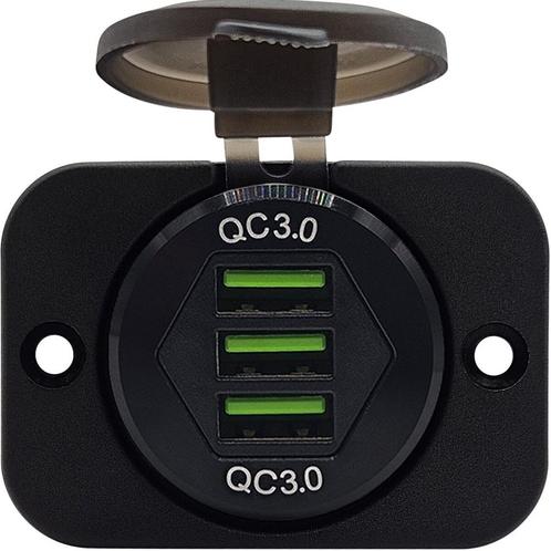 ProRide 12V USB Stopcontact 3 Poorten Inbouw - QC3.0 -, Doe-het-zelf en Verbouw, Elektra en Kabels, Nieuw, Verzenden
