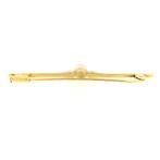 Vintage gouden broche met cultivé parel (smalle broche), Sieraden, Tassen en Uiterlijk, Broches, Gebruikt, Overige kleuren, Ophalen of Verzenden