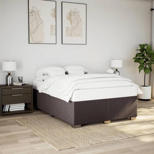vidaXL Bedframe zonder matras stof donkerbruin 140x190 cm, Huis en Inrichting, Slaapkamer | Bedden, 140 cm, 190 cm of minder, Bruin