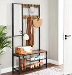 4-in-1 halmeubel met kapstok, spiegel, schoenenrek en zitban, Huis en Inrichting, Woonaccessoires | Kapstokken, Verzenden, Nieuw