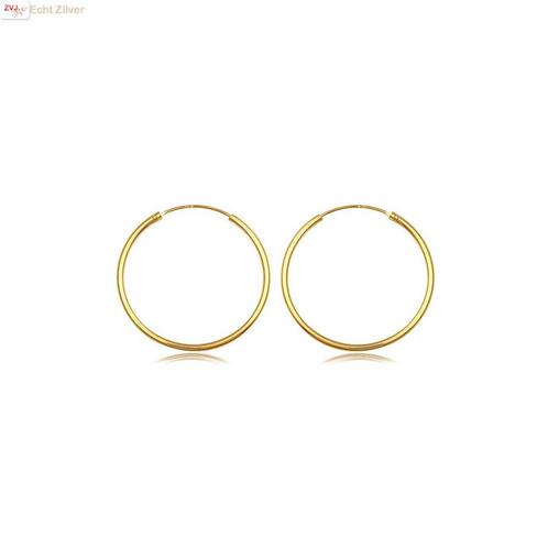 Gold plated 925 zilveren oorringen 16 x 1.5 mm, Sieraden, Tassen en Uiterlijk, Oorbellen, Nieuw, Verzenden