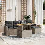 vidaXL 6-delige Loungeset met kussens poly rattan grijs, Tuin en Terras, Tuinsets en Loungesets, Verzenden, Nieuw, Rotan, Loungeset
