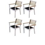York dining tuinstoel met armleuning aluminium wit teak set, Ophalen of Verzenden, Nieuw