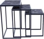 2dekans | Bergen Bijzettafelset van 3 Tafels - Visgraat, Huis en Inrichting, Tafels | Salontafels, Ophalen of Verzenden, Zo goed als nieuw