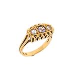 Gouden ring met amethist en witte saffier, Sieraden, Tassen en Uiterlijk, Ringen, 18 tot 19, Gebruikt, Overige kleuren, Ophalen of Verzenden
