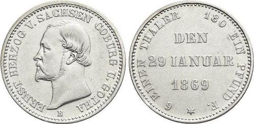 1/6 taler, daalder 1869 B Sachsen-coburg-gotha Ernst Ii 1..., Postzegels en Munten, Munten | Europa | Niet-Euromunten, Verzenden