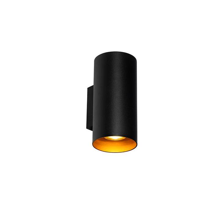 Design wandlamp zwart met goud GU10 50mm - Sab, Huis en Inrichting, Lampen | Wandlampen, Nieuw