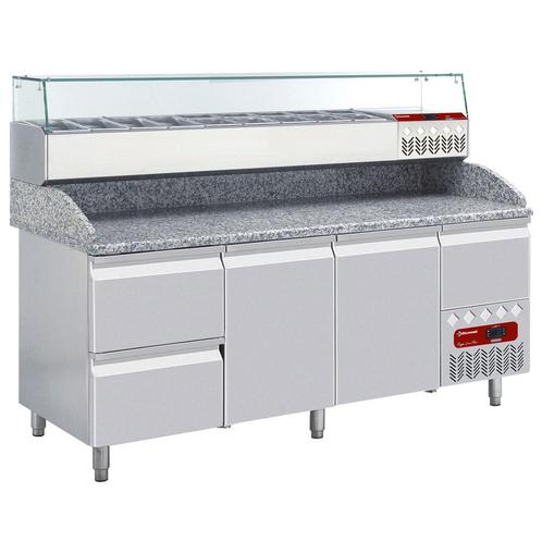 Diamond Pizzawerkbank + Opzetkoelvitrine | 415L | 2 Deuren +, Witgoed en Apparatuur, Koelkasten en IJskasten, Ophalen of Verzenden