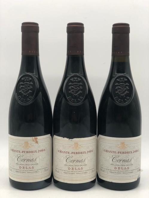 3 x 75cl Chante-Perdrix Cornas Delas 2001 (Rhone, rood), Verzamelen, Wijnen, Frankrijk, Rode wijn, Nieuw, Ophalen of Verzenden