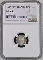 Koningin Wilhelmina 10 cent 1895 NGC MS64 (pop 5/5), Postzegels en Munten, Munten | Nederland, Verzenden, Zilver, 10 cent, Koningin Wilhelmina