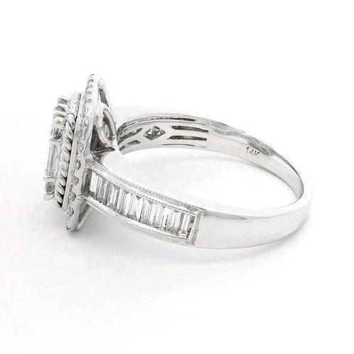 Statement ring - 14 karaat Witgoud - 1.03ct. tw. Diamant, Sieraden, Tassen en Uiterlijk, Antieke sieraden