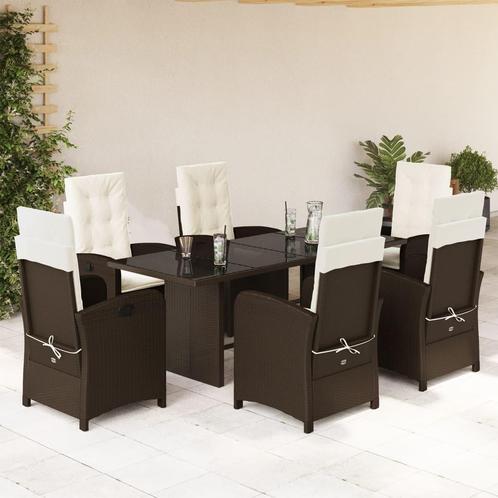 vidaXL 7-delige Tuinset met kussens poly rattan bruin, Tuin en Terras, Tuinsets en Loungesets, Tuinset, Nieuw, 6 zitplaatsen, Rotan