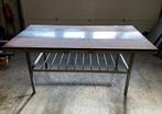 RVS Snijtafel, Werktafel met 2 snijbladen, B200 x D120 x