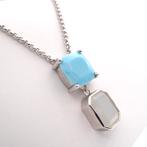Zilveren ketting met vaste hanger | 40- 45 cm, Gebruikt, Overige kleuren, Ophalen of Verzenden, Met edelsteen
