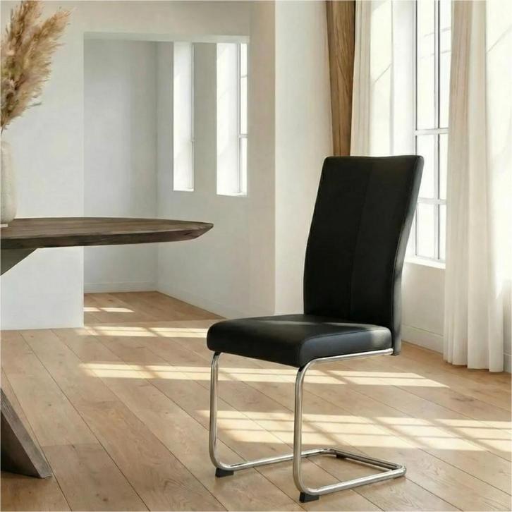 Leren eetkamerstoel Dry - Toledo Nero (zwart) - Sledepoot, Huis en Inrichting, Stoelen, Nieuw, Leer, Ophalen of Verzenden