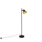 Industriële vloerlamp zwart met goud 1-lichts - Tommy, Huis en Inrichting, Nieuw, Overige materialen, Industrieel, 100 tot 150 cm