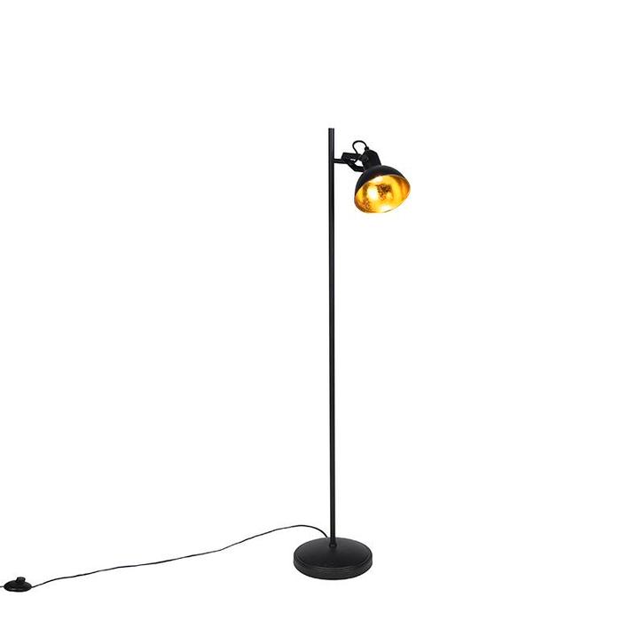 Industriële vloerlamp zwart met goud 1-lichts - Tommy, Huis en Inrichting, Lampen | Vloerlampen, Nieuw, Overige materialen, 100 tot 150 cm
