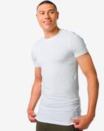 HEMA Heren t-shirt slim fit o-hals extra lang bamboe wit, Kleding | Heren, Nieuw, Verzenden