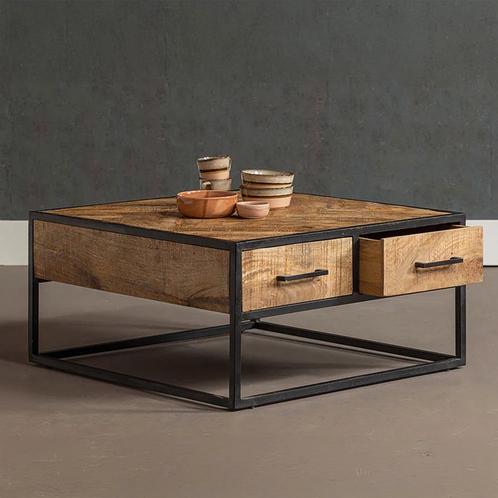 Salontafel Mangohout Gwenn 80x80 cm, Huis en Inrichting, Tafels | Salontafels, 50 tot 100 cm, 50 tot 100 cm, Overige vormen, Nieuw