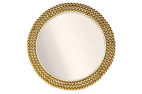 Muurspiegel PEARLS 75cm ijzer goud - 43821, Huis en Inrichting, Woonaccessoires | Spiegels, Ophalen of Verzenden