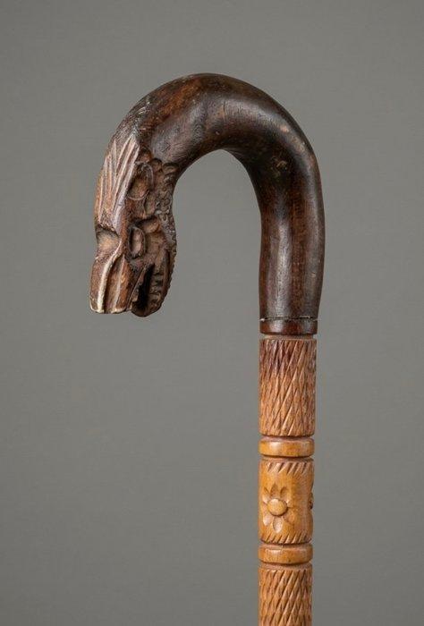 Wandelstok - Hout - Uitgehouwd dier, Antiek en Kunst, Antiek | Overige Antiek