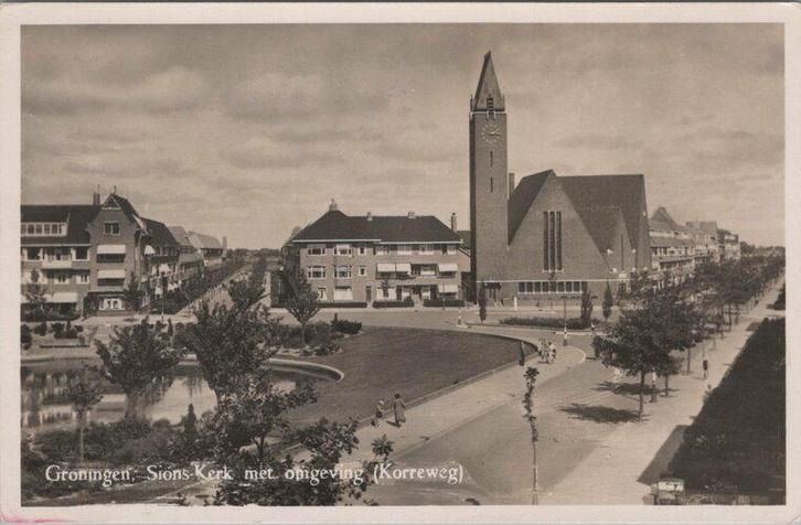GRONINGEN - Sionskerk met omgeving (Korreweg), Verzamelen, Ansichtkaarten | Nederland, Verzenden