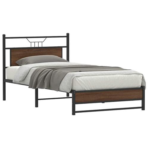 vidaXL Bedframe zonder matras 107x203 cm spaanplaat bruin, Huis en Inrichting, Slaapkamer | Bedden, Bruin, Nieuw, Hout, Eenpersoons