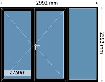 Voorraad dubbele deur met zijlicht, aluminium, zwart