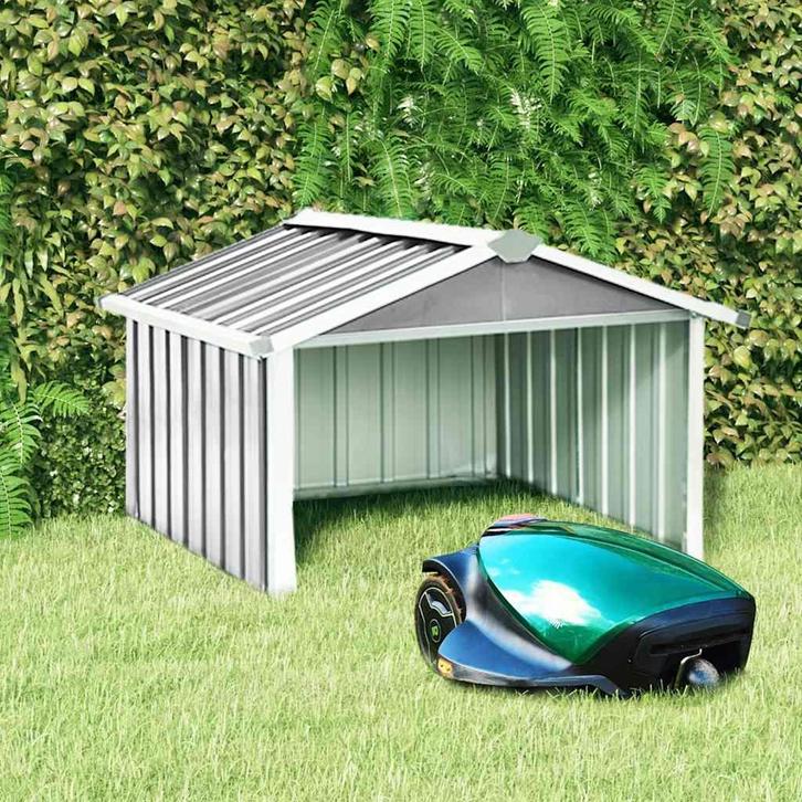 vidaXL Overkapping voor robotmaaier 92x97x63 cm staal grijs, Tuin en Terras, Tuinhuizen, Nieuw, Verzenden