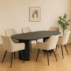 Mangohouten Eettafel Maeve 210x100 cm zwart, Huis en Inrichting, Tafels | Eettafels, Verzenden, Nieuw, Industriële meubels, Overige vormen