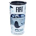 RVS Thermosbeker 500ml  wit met blauw en zwart- Fiat 500 NIE, Huis en Inrichting, Ophalen of Verzenden, Nieuw