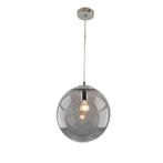 Bol hanglamp Dolf, chroom ophangpendel, rookglas, 30cm, Design, Nieuw, Ophalen of Verzenden, Glas